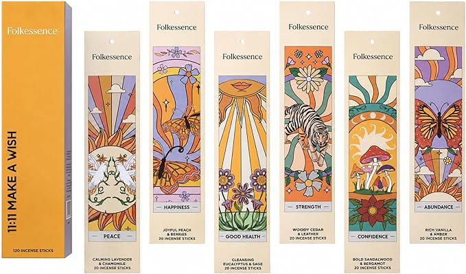 Folkulture Incense Sticks (120 Sticks) | Set of 6 Premium Incense for Calm, Aromatherapy, Relaxation | No Charcoal,Organic, Non Toxic, 45 Mins, Long Burning Vanilla, Amber, Chamomile Insence-Sticks