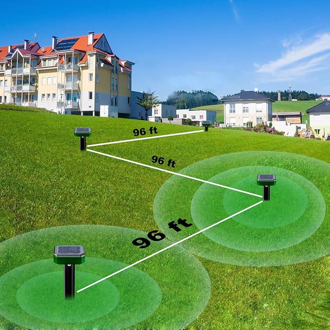 8 Pack Mole Repellent Solar Powered for Lawns Snake Repellent for Yard Rodent Repellent Gopher Groundhog Vole Ultrasonic Spike Outdoor Waterproof Sonic Burrowing Animals Deterrent Stakes