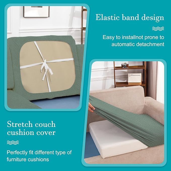 BIETYONE 12Pcs Stretch Patio Cushion Covers,Outdoor Couch Covers Replacement,Outdoor Couch & Sofa Slipcovers,for Patio Furniture Cushion Covers,Washable Reusable Furniture Protector (Cyan,Cover Only)