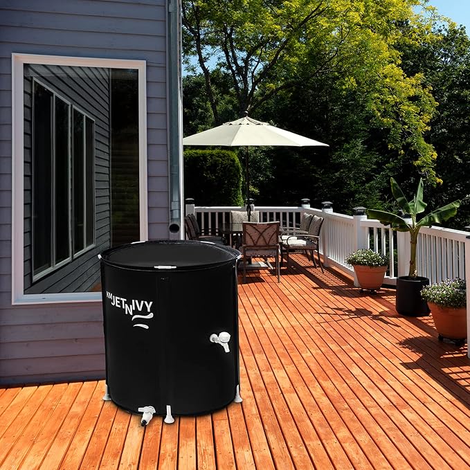 Rain Barrel Upgrade Anti-Collapse Collapsible Rainwater Collection System,Portable Water Storage Tank,Garden Water Catcher (Black, 50)