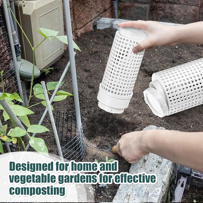 Blosssound 4 Pcs Inground Worm Composter Outdoor Farm Compost Bin Reducing Food Waste Composting Systems Sustainable Worm Composter for Raised Garden Beds at Home