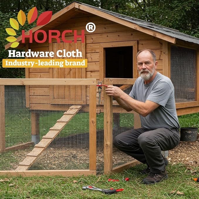 HORCH Hardware Cloth 1/2 inch 24 x 100 ft 19 Gauge, Hot-dip Galvanized After Welding, Chicken Wire Mesh Roll, Chicken Wire Fencing, Wire Fence Roll, Tree Guard, Mesh & Wire Cloth, Rat Wire