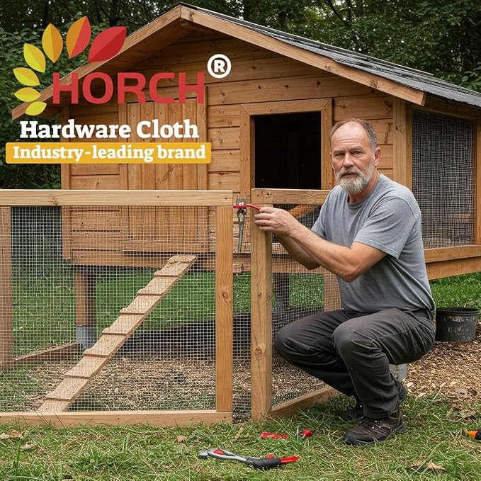 HORCH Hardware Cloth 1/2 inch 36 x 100 ft 19 Gauge, Hot-dip Galvanized After Welding, Chicken Wire Fencing, Wire Fence Roll, Galvanized Mesh, Tree Guard, Mesh & Wire Cloth, Rodent Wire, Hardware Mesh