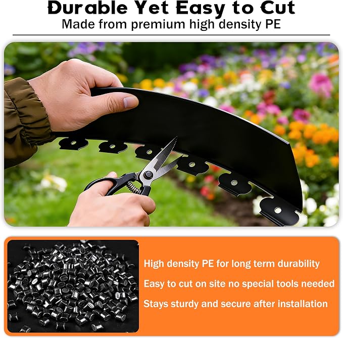 4 inch Tall Landscape Edging Kit 100FT Garden Edging with Spikes for Lawn Edging and Flower Beds (Black, 100FT)