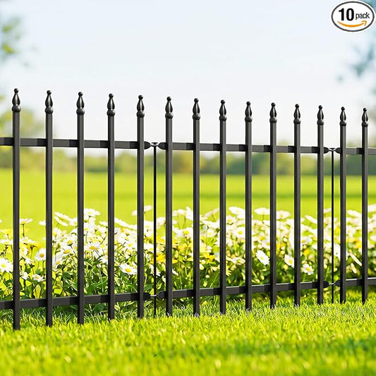 Thealyn Metal Garden Fence 24 inch H x 24 inch W (10 Panels, Total Length 20 ft) Decorative Fence Border Fence Landscape Fencing for Dog, Flower Bed, Yard, Animal Barrier