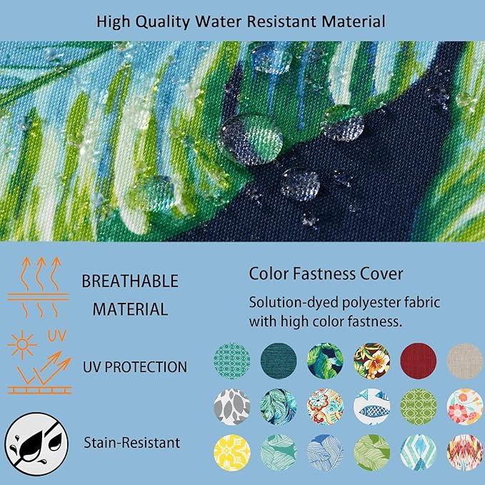 COZYVIDA Outdoor Chair Cushions Set of 4, 20"x20" Square Seat Pads with Tie Straps and YKK Zippers, 30D High-Density Foam, Water-Resistant Fabric,UV-Resistant 1000+ Hrs
