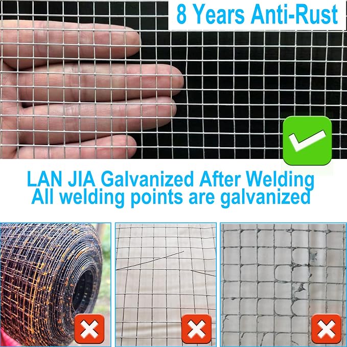 1/2inch Galvanized Hardware Cloth 24" x 100' 19 Gauge Hot-Dip Galvanized After Welding Chicken Wire Raised Garden Bed Plant Supports Poultry Netting Chicken Wire Fence Wire Mesh Roll