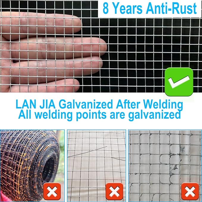 24" x 100' Hardware Cloth 1/4" Mesh 23 Gauge-Hot Dip Galvanized After Welding-Chicken Wire Fence Wire Mesh Roll Welded Wire Fencing mesh Wire Cloth Galvanized Wire Mesh Roll Gopher Barrier