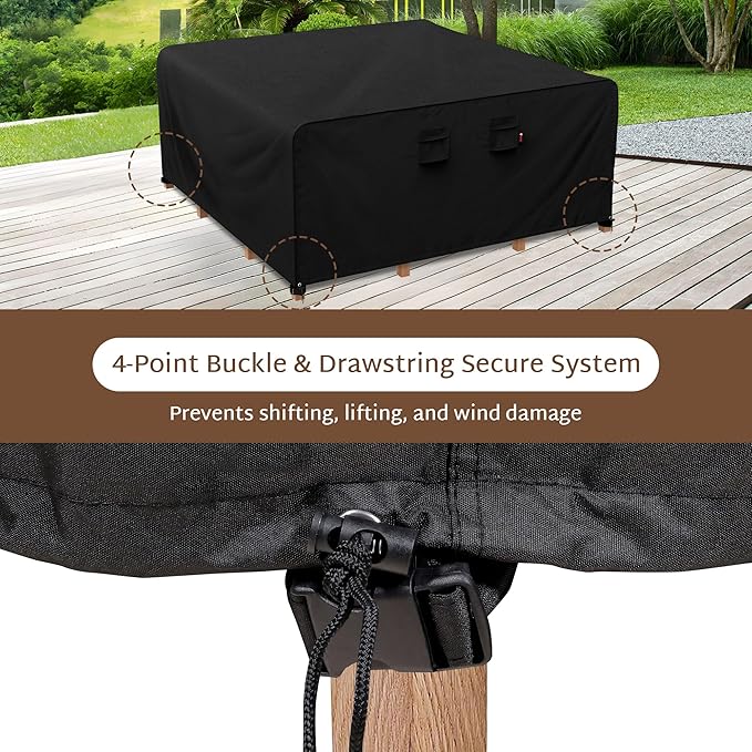 iBirdie Outdoor Patio Furniture Set Covers 120 x 120 inch Waterproof Weatherproof Square Cover, Heavy Duty 600D for Outside Dining Table and Chairs fit 10 x 10 ft, 118 x 118, 115 x 115 inch