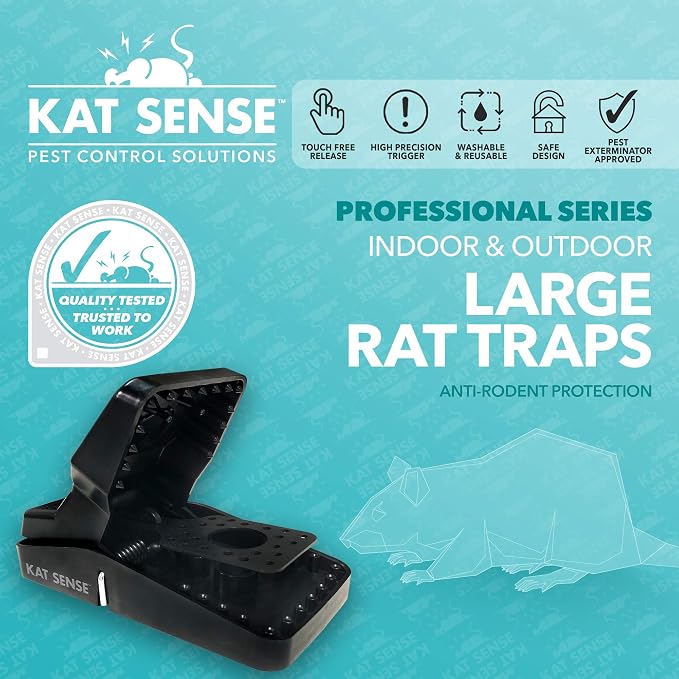 Pest Control Rat Traps Set of 6 Large Snap Traps for Rats Mice & Chipmunks Indoor & Outdoor Mouse Traps Reusable Humane Mousetraps Easy to Set Fast & Effective Powerful Snap Trampas Para Ratas Grandes