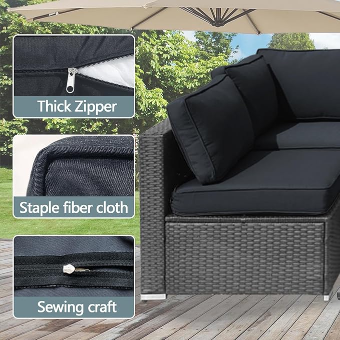 14Pcs Patio Cushion Covers Replacement Splashproof UV-Resistant Inelastic Covers with Zippers, Max Compatible 23.6x23.6x3.9 inch Patio Cushion, for 7 Pcs Outdoor Patio Furniture Sets