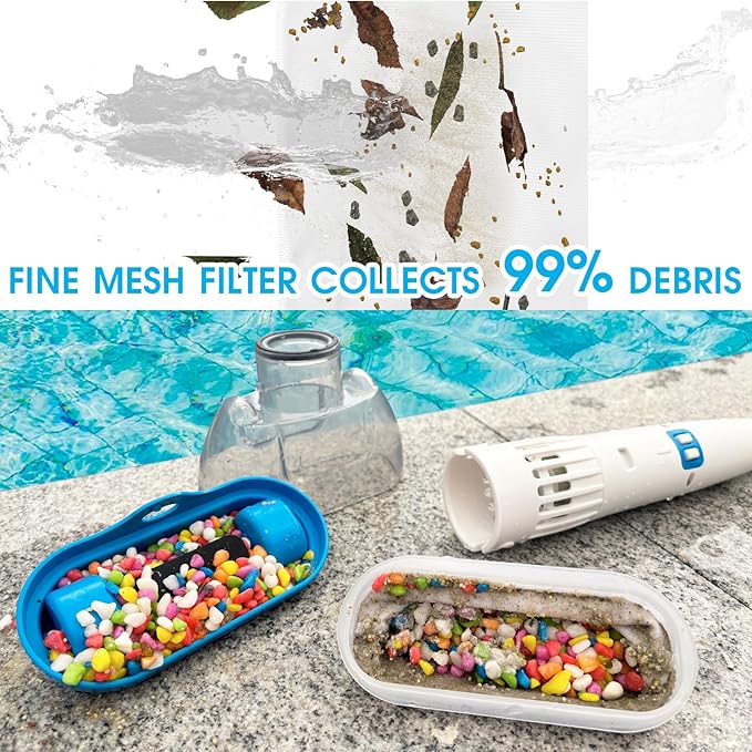 Rechargeable Hot Tub Vacuum Cleaner for Spa - Magnetic Drive System, Ultra Fine Mesh Filter for Small Particle, Spot Cleaning for Above-Ground Inground Pools, 60 Mins