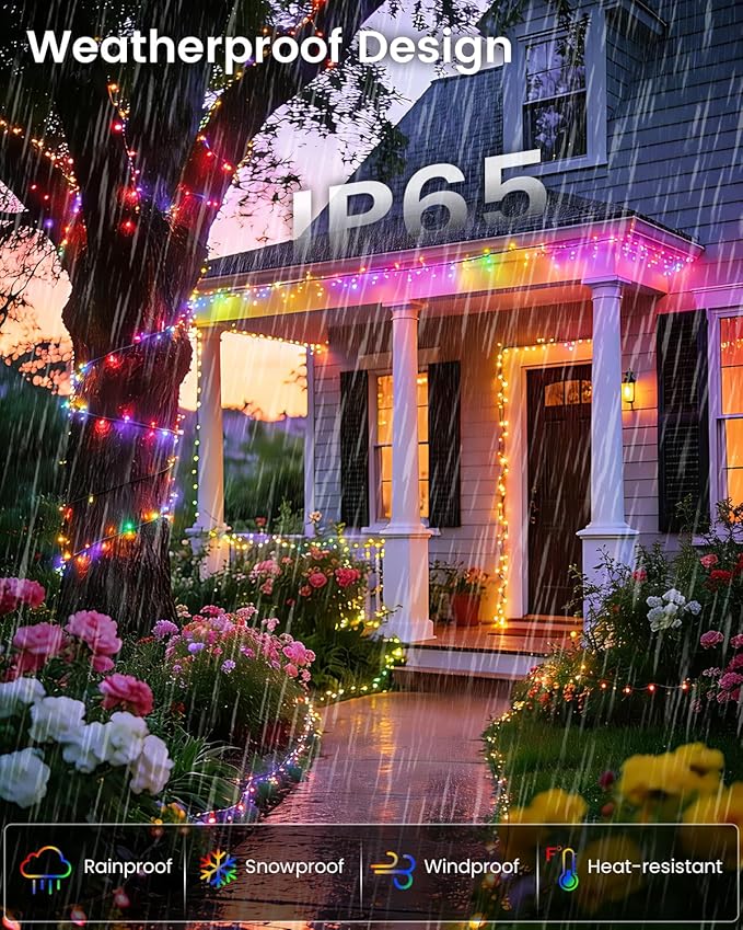 OZS 2PK 240LED Multicolor Solar Christmas Lights Outdoor Waterproof,String Lights for Outside, Green Wire Solar Tree Lights with 8 Lighting Modes for Xmas Wedding Party Christmas Decor