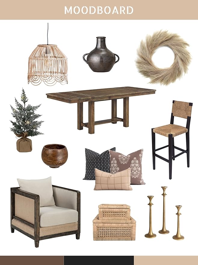 Crumbs Home Modern Farmhouse Fall Linen Indoor Outdoor Throw Pillow Cover Only, 20"x20" Water Repellent for Patio, Backyard, Couch, Cocoa Brown Ivory Cream Floral