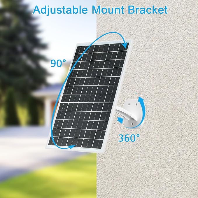 FUTUREZEN 13W Solar Panel for Security Cameras & Trail Cameras, USB-C, Micro USB & 5.5x2.1mm DC Output, IP66 Waterproof, 360° Adjustable Mount, 7.2FT Cable, 2 Pack