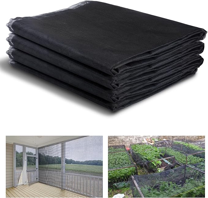 ANPHSIN Strong PP Nanocomposite Mosquito Net Garden Netting - 10 x 33ft Clear View Bird Insect Pest Mesh Barrier Screen for Patio, Balcony, Porch, Outdoor Raised Beds Protection (Black)