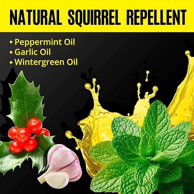 Squirrel Repellent Outdoor 12 Packs, Chipmunk Repellent Outdoor for Bird Feeders, Natural Squirrel Deterrent Keep Squirrels Out of Garden Yard, Squirrel Repellent for Attic Cars Engines Roof