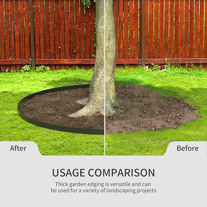 33FT Landscape Edging 4 in Tall with 45 Spikes, Garden Edging Border and 1 Hammer, Plastic Landscape Edging Border Lawn Edging for Landscaping, Flower Beds, Yard