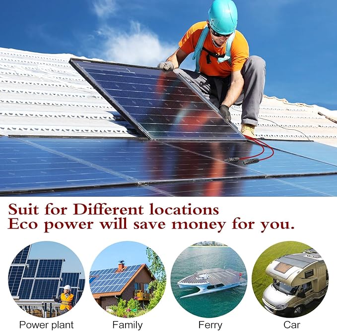 3 Feet 10AWG Solar Extension Cable with Female and Male Connector, Twin Wire Solar Panel Adapter for Home, Shop and RV Solar Panels (3FT Red + 3FT Black)