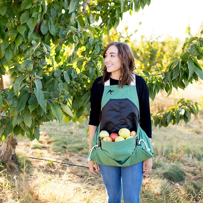 Roo Gardening Apron with Pockets for Women & Men - Canvas Garden Apron with Harvesting Pouch, Water-Resistant, Washable