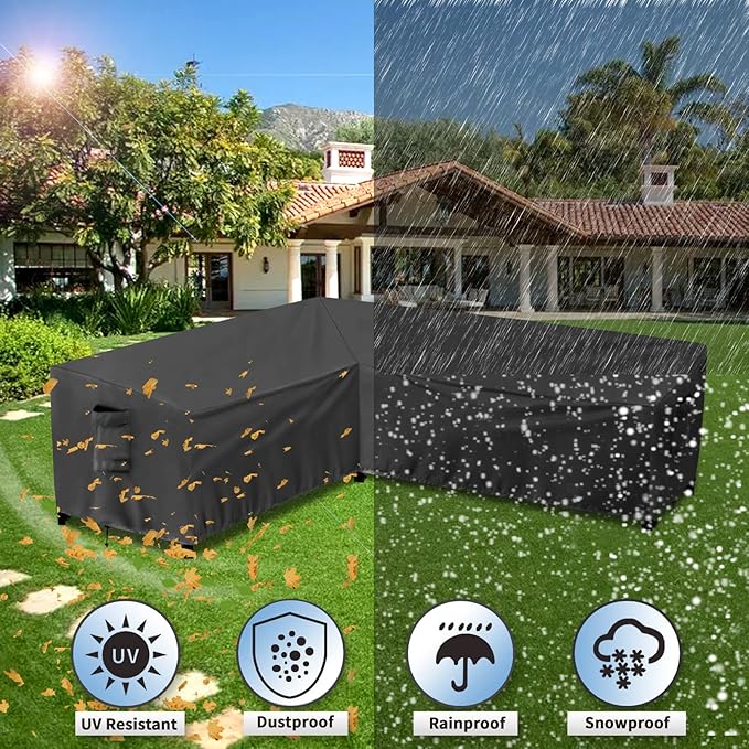 PureFit Outdoor Sectional Sofa Cover Waterproof L Shaped Patio Furniture Covers for Deck, Lawn and Backyard, 104”x83” Right Facing, Black