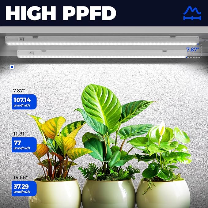 Barrina T5 Grow Lights, 5000K White Full Spectrum LED Grow Light, 2ft 80W (8 x 10W) Plant Grow Lights for Indoor Plants, Plug and Play, 8-Pack