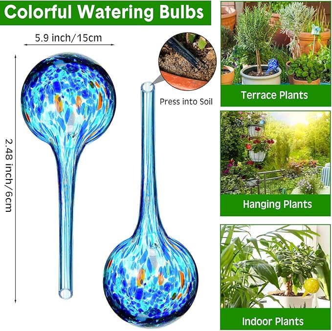 16 Pcs Plant Watering Devices 150ml Small Self Watering Globes for Indoor and Outdoor Planter Insert Multicolored Automatic Glass Watering Globes for Plants Everyday Use, 5 Day Irrigation