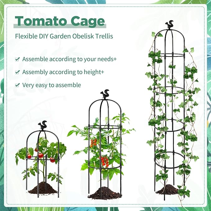 Yaocom 8 Pack 6Ft Garden Obelisk Trellis for Climbing Plants Outdoor Metal Garden Trellis Rustproof Rose Trellis Support Plant Pots Tall Tower Plant Trellis for Garden Climbing Vines Flowers