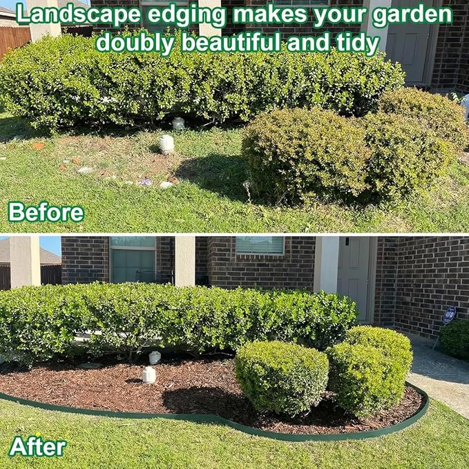 Landscape Edging, 3IN Tall Garden Edging Borders,Flexible Lawn Edging Border Kit,Mini Plastic Fence for Yard Flowerbeds,Grass (Green, 3 in x 49 FT)