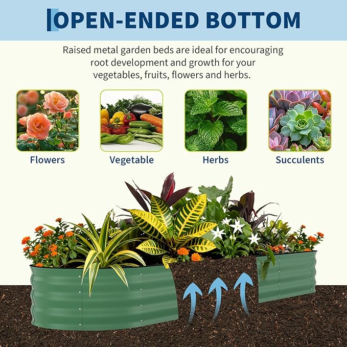 GarveeLife 2 Pcs Raised Garden Beds Outdoor 8x2x1.5 ft - Galvanized Steel Planter Box for Vegetables, Flowers, Rust-Resistant Garden Box, Easy Assembly Raised Beds, Durable Planters for Outdoor Plants