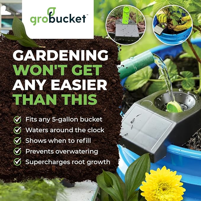 Self Watering Planter Insert w/LifeTested Technology, Water Reservoir & Level Indicator - Turn Any 5-Gal Bucket into a DIY, Portable Automatic Container Indoor-Outdoor Garden, 3-Pack