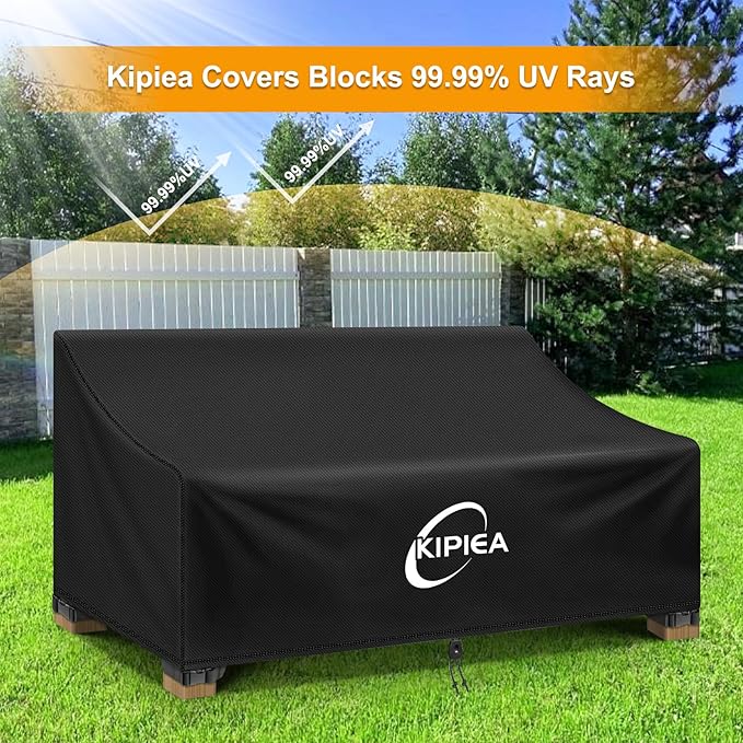 Kipiea Patio Sofa Cover, Heavy Duty Outdoor Couch Covers Waterproof Winter, 3-Seat Patio Furniture Cover Loveseat, Outdoor Sofa Covers with Anti UV and No Tears, No Fading (102"W x 34"D x 31"H)