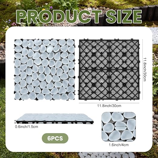 6 Pcs 11.8 Inch Glow in The Dark Stepping Stones for Garden Walkway Square Garden Pebble Floor Tiles Luminous Resin Pavers Stones in Blue Landscaping Rocks for Lawn Backyard Decor