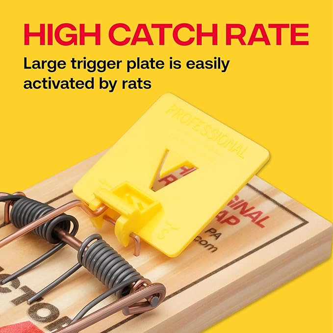 Victor M205 Wide Pedal Humane Snap Rat Traps Indoor for Home, Plastic Pedal, Sustainably Sourced FSC Wood - 12 Wooden Traps