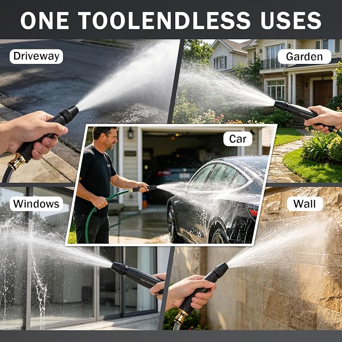 2pcs Heavy Duty High Pressure Hose Nozzle, Home High Pressure Car Wash Water Gun, Pressure Car Wash Water Gun with Booster Nozzle And Hose, Pressure Washer Hose Attachment for Plant Watering Lawn Car