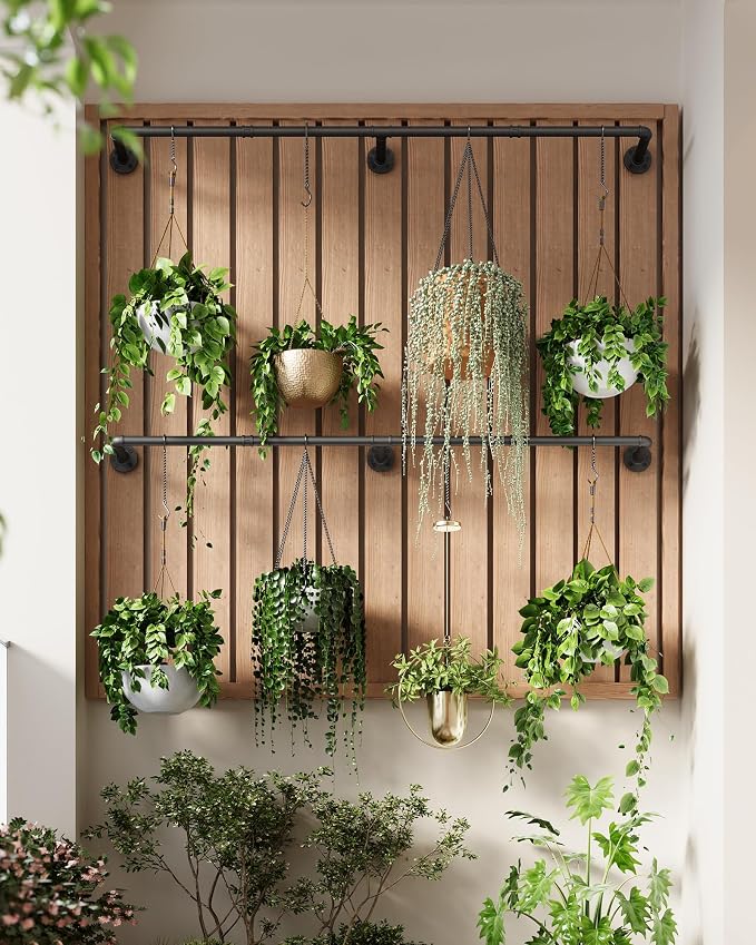 SOFITORG Plant Haning Rod, 2 Pack Hanging Planters for Indoor Plants with 6 Chains, Wall Plant Hanging Bar for Window Celling, 65.7 Inch, Metal Black, Pots Not Included