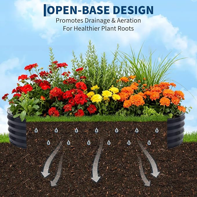 Garvee Large Oval Galvanized Raised Garden Bed Kit with Cover Zippered Screen Doors, Open Base Design, Thick Steel, Easy Assembly, Planter Box for Vegetables, Flowers