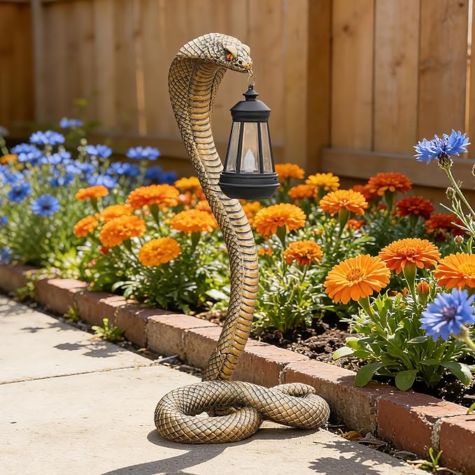 Halloween Decor Solar Snake Garden Statue,19.89'' Snake for Yard Lawn Garden Patio Scary Halloween Decorations,Indoor Haunted House Prop and Home Party Decor