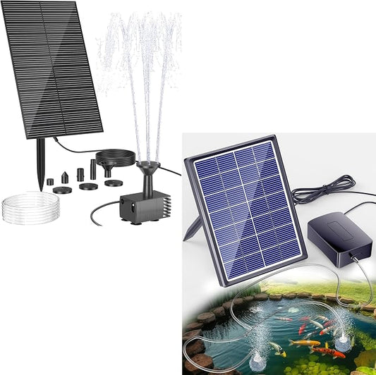 Biling Solar Fountain Pump & Solar Aerator for Pond with 2200 mAh Battery Backup