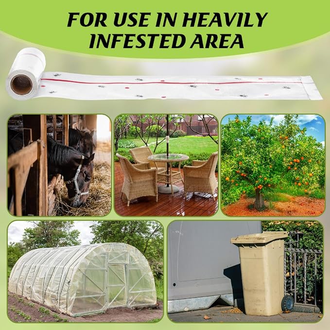 Qualirey 6 Rolls Spotted Lantern Fly Traps 30 Feet Each Roll Fly Tree Trap Sticky Strips Outdoor Fruit Glue Strips Disposable Tape Indoor Paper Sheets for Protecting Trees(White)