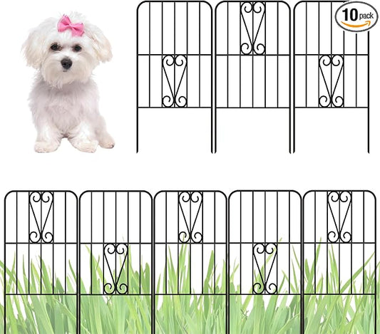 ShopLaLa Decorative Garden Fence Animal Barrier (10 Panels) 12in(L) x 24in(H) Rustproof Metal Wire Flower Bed Edging for Landscape with Swan Up Down Design, Border Panels Fencing Yard Patio Outdoor