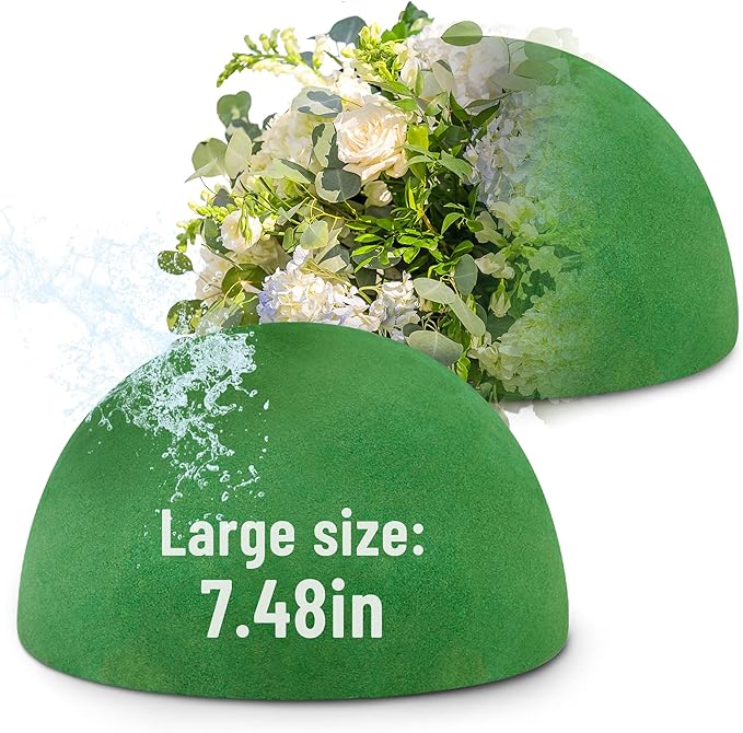 Max Shape Floral Foam Half Ball 7.48" for Floral Arrangements, Round Floral Foam Half Balls Green, Wet Flower Foam for Fresh Flowers