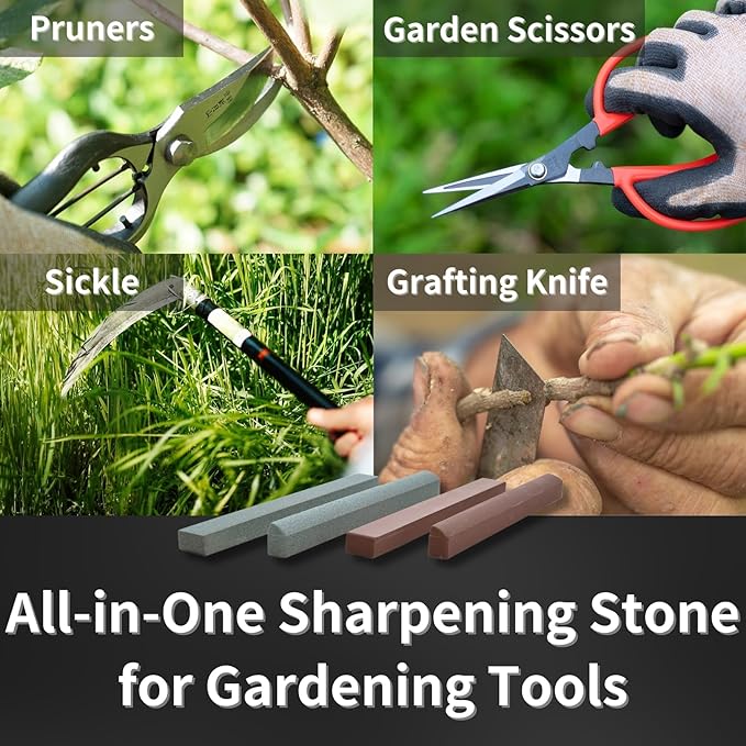 Sharpening Stone Sticks for Pruners and Garden Tools, Whetstone Set Sharpener Tool for Pruning Shears, Garden Scissors, Hedge Clippers, Sickle, Grafting Knife, Made in Japan