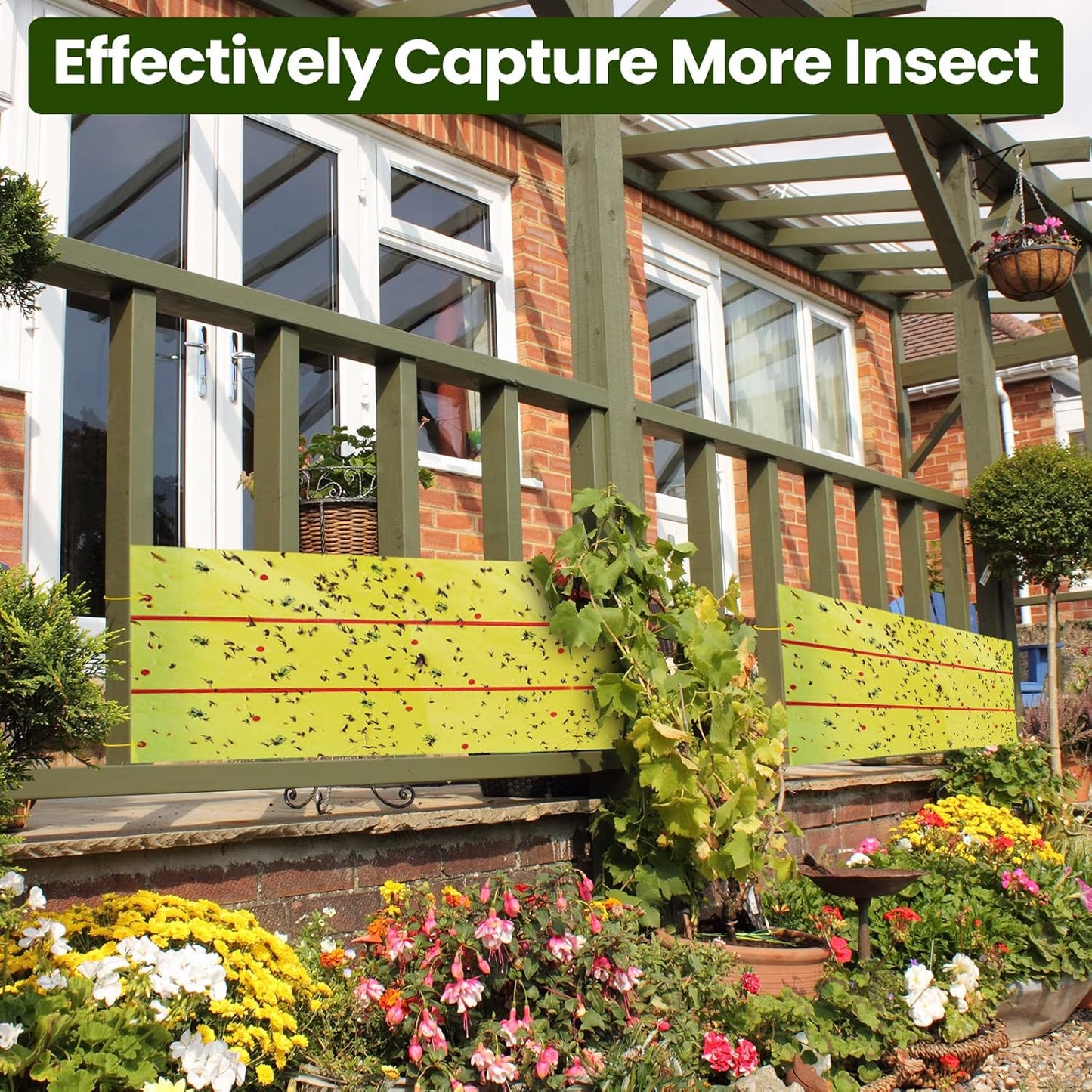 Qualirey Giant Sticky Fly Traps,30 Feet Fly Strips for Indoor Outdoor Hanging Flying Tapes Non Toxic Ribbon Fruit Gnat Killer for Mosquito Plants House Horse Stable (Yellow,1 Pcs)