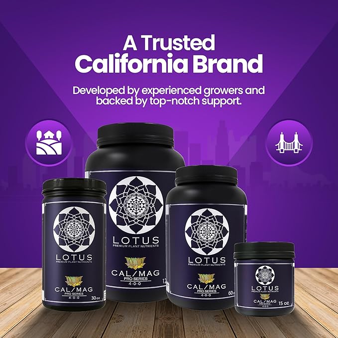 Lotus Nutrients Cal-Mag Pro Series, Calcium Magnesium Supplement for Hydroponic Plants, Water Soluble Powder for Coco Coir, LED Grows, and RO Water, Indoor and Outdoor Gardens (30oz)