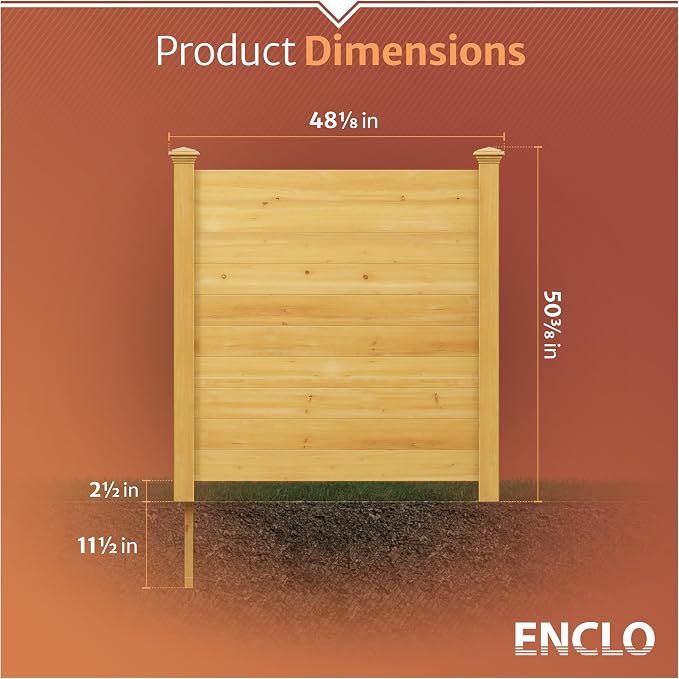 4ft H x 4ft W (2 Panels) No Dig Enclo Premium Wood Privacy Screen, Ideal Outdoor Privacy Wall, Pool Equipment Enclosure, Cedar Fence, Trash Can Enclosures, Air Conditioner Fence, EC18029 | 4ft H x 4ft W, 2 Panels, FSC Certified