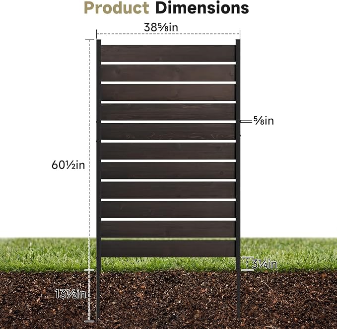 Wooden Privacy Fence, Outdoor Privacy Screen, Porch and Terrace Privacy Wall, Trash Can and Air Conditioner Concealment (Dark Brown)