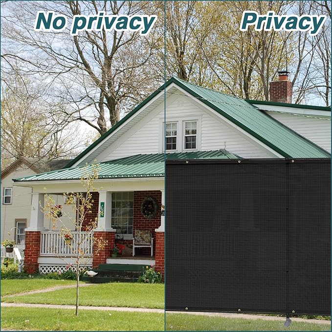 ECOOPTS 5'Hx72'L Privacy Fence Set with Poles and Rails Ground Spikes Fence Kit for Patio Garden Pool Yard (Black)