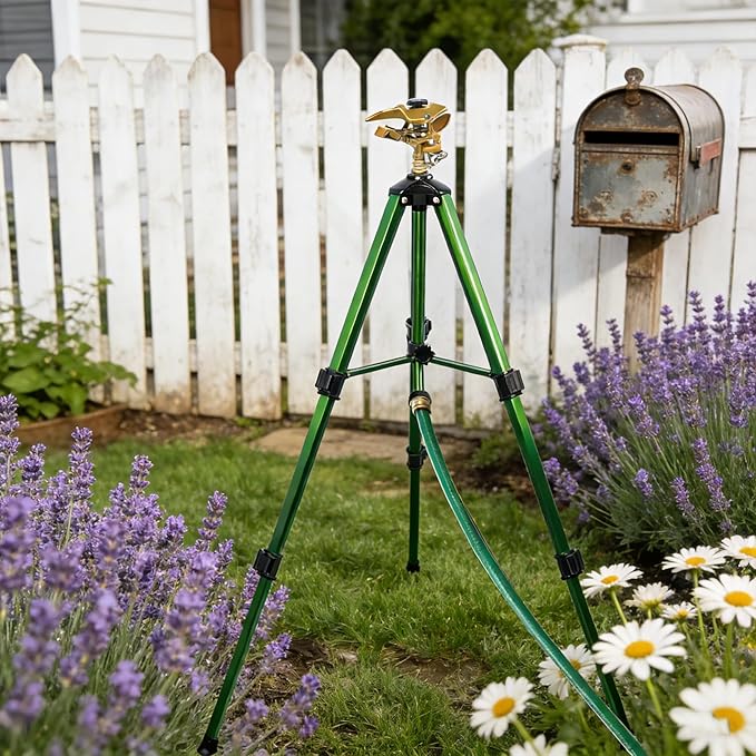 Hourleey 2 Pack Impact Sprinkler on Tripod, Rotating Water Sprinklers for Yard Lawn and Garden, Heavy Duty 360 Degree Irrigation Sprinkler with Zinc Head and 3/4" Connector for Outdoor