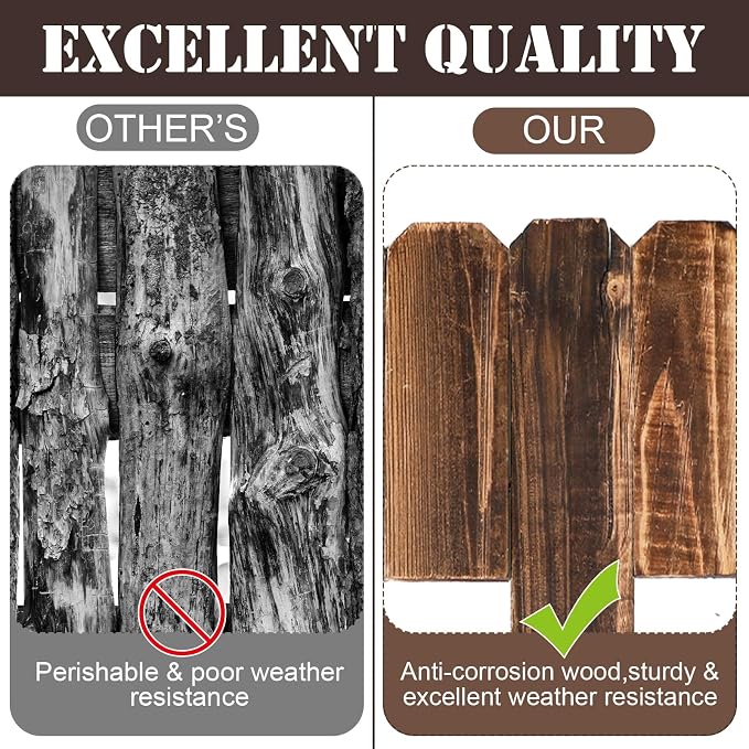 Bucherry 1 Pcs Rustic Wood Garden Edging Border 7.9 in H x 3.9 ft L Antiseptic Wood Garden Landscape Edging Fence with Gloves for Decorative Yard Pathway Flower Bed Lawns Pathway Tree
